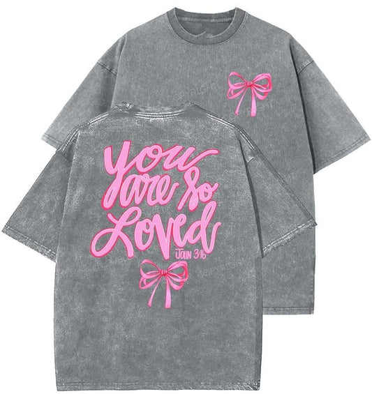 You Are So Loved Unisex Washed T-Shirt, Christian t shirts, Vintage 90s Graphic Tee, Gift Top Womenswear Cotton Mineral...