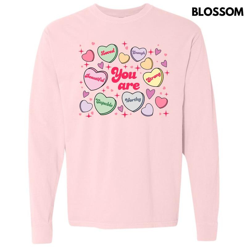 You Are Valentine Hearts Long Sleeve Comfort Colors T-Shirt 'NLB' Hoodie, Sweatshirt | WearSparks.com