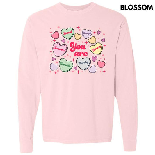 You Are Valentine Hearts Long Sleeve Comfort Colors T-Shirt 'NLB' Hoodie, Sweatshirt | WearSparks.com