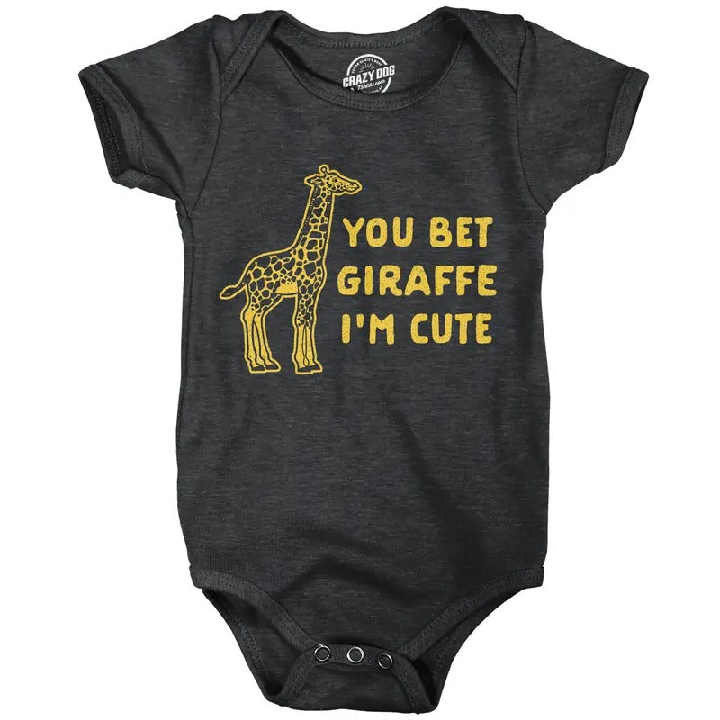 You Bet Giraffe Im Cute Baby Bodysuit Funny Saying Joke Graphic Jumper for Infants Funny Baby Onesies Brother Onesie for...