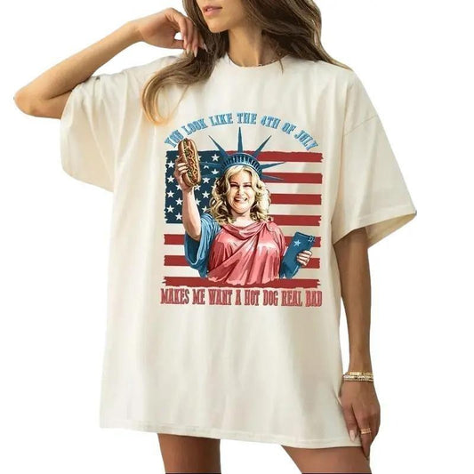 You Look Like The 4th Of July Makes Me Want A Hot Dog Real Bad  Shirt, Independence Day, 4th Of July Gift, Casual Cotton...
