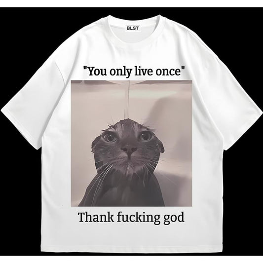You Only Live Once Funny Cat T-Shirt Edgy Streetwear Sustainable Cotton Hoodie, Sweatshirt | WearSparks.com