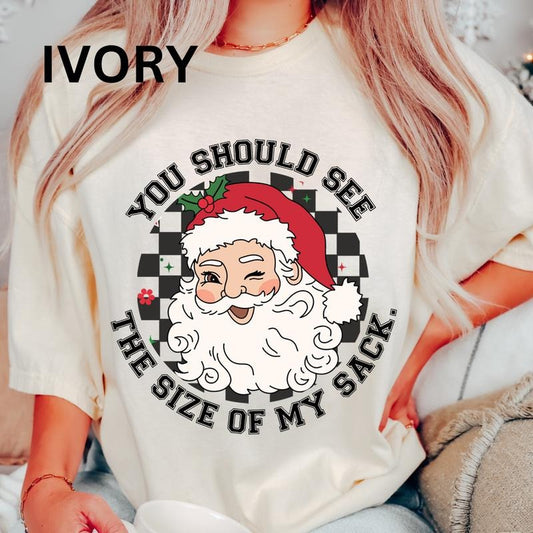 You Should See The Size Of My Sack Christmas Shirt~ Unisex Apparel Relaxed Fit Printed In The USA Clothing Womenswear...