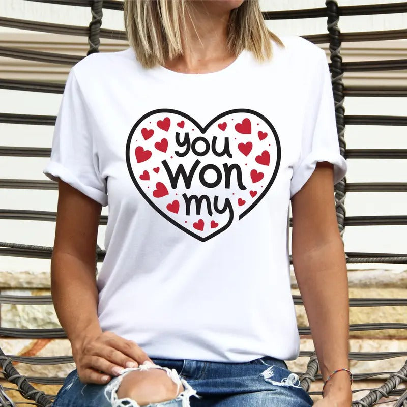 You Won My T-Shirt, Cute Retro Valentines Day Shirt, Valentines Day Gift Tee, Cupid Hearts Tee, Valentine Heart Shirt,...