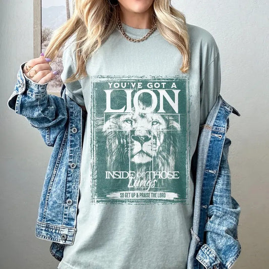 You've Got A Lion Inside Those Lungs Oversized Vintage Tshirt, Christian God Shirt, Jesus Shirt, Jesus Comfort Colors,...