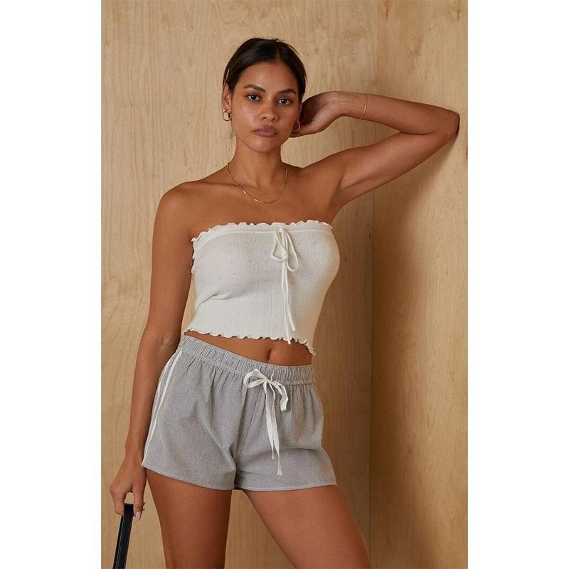 Your Favorite Women's Pointelle Ruffle Strapless Sweater T-Shirts, Hoodie, Sweatshirt | WearSparks.com