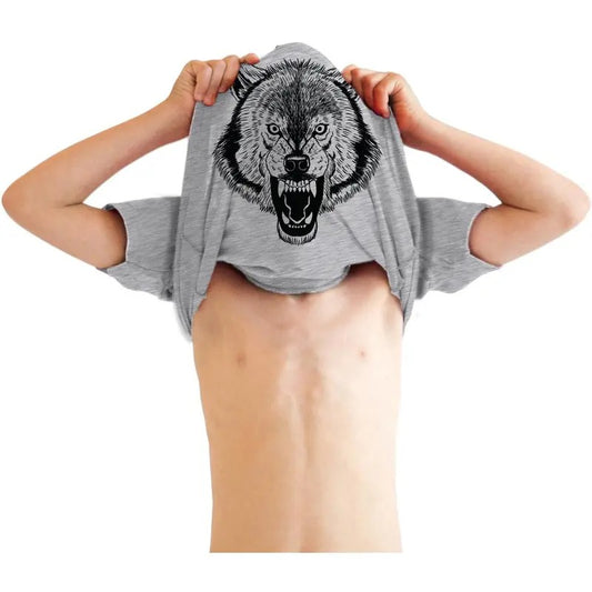 Youth Ask Me About My Wolf Awesome Flip Shirt for Kids Funny T Shirts Animal Tops for Kids Funny Flip Short Sleeve...