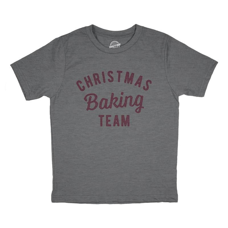 Youth Christmas Baking Team T Shirt Funny Xmas Party Family Novelty Graphic Tee For Kids Funny T Shirts Christmas Tops...