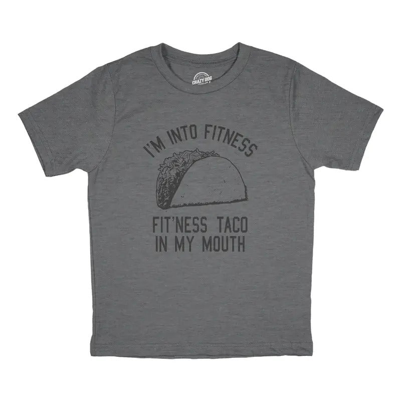 Youth Fitness Tacos T Shirt Funny Workout Mexican Food Lovers Joke Tee For Kids Funny T Shirts Food Tops for Kids Funny...