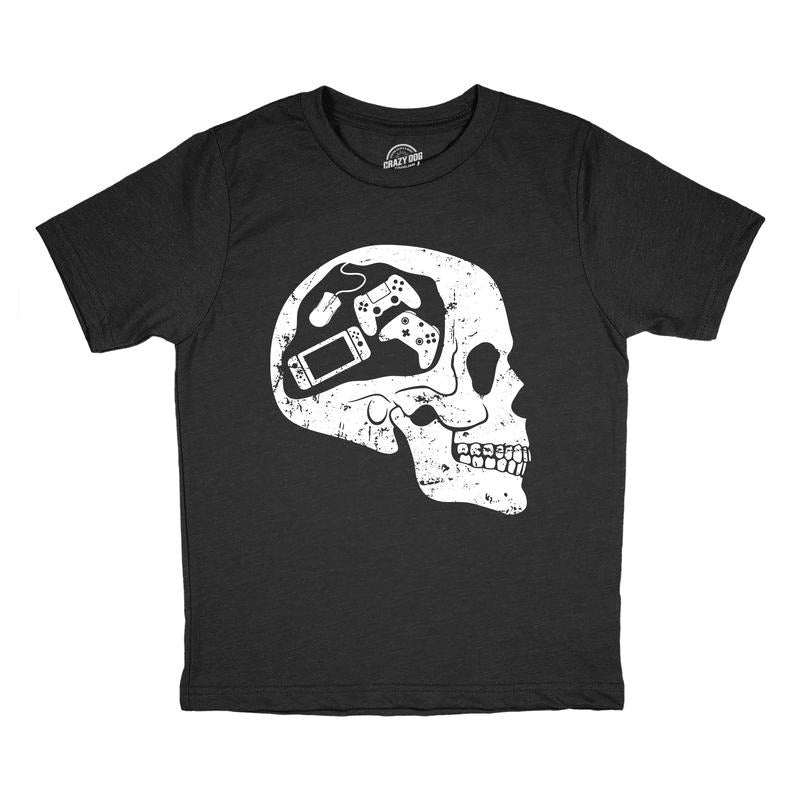 Youth Funny T Shirts Gamer Skull Sarcastic Video Games Graphic Tee for Kids Funny T Shirts Sarcastic Tops for Kid Funny...