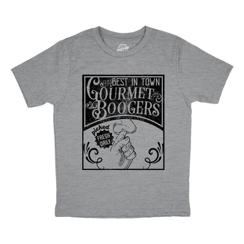 Youth Gourmet Boogers T Shirt Funny Nose Picking Joke Tee for Kids Funny T Shirts Funny Sarcastic Short Sleeve Novelty...