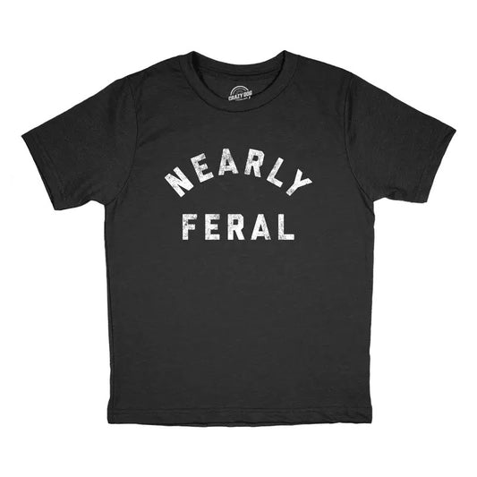 Youth Nearly Feral T Shirt Funny Untamed Wild Animal Joke Tee for Kids Funny T Shirts Sarcastic Tops for Kid Funny Animal...
