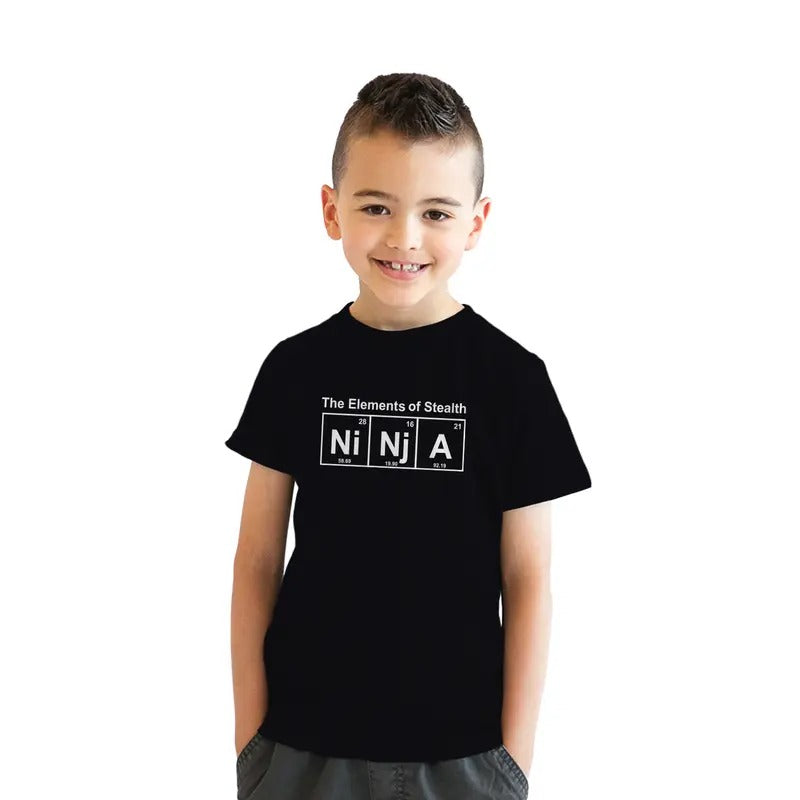 Youth Ninja Element of Stealth T shirt Funny Cool Graphic for Kids Nerdy Tee Funny T Shirts Science Tops for Kid Funny...