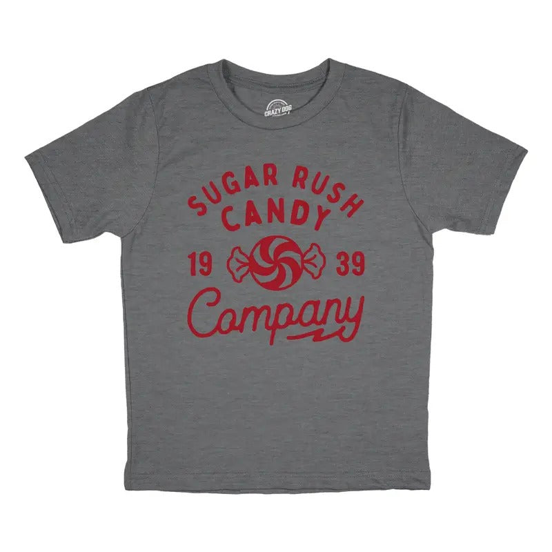 Youth Sugar Rush Candy Company T Shirt Funny Cute Sweet Treat Tee For Kids Funny T Shirts Funny Food T Shirt Novelty T...