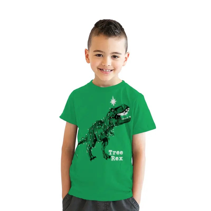 Youth Tree Rex T Shirt Funny Christmas T-Rex Dinosaur Tee For Kids Funny T Shirts Christmas Tops for Kids Funny Dinosaur...