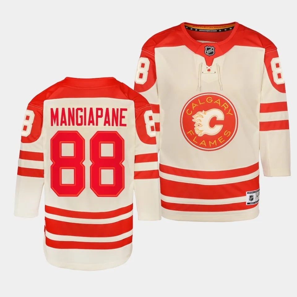 Youth Calgary Flames #88 Andrew Mangiapane 2023 NHL Heritage Classic Cream Authentic Jersey
