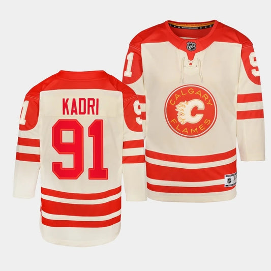 Youth Calgary Flames #91 Nazem Kadri 2023 NHL Heritage Classic Cream Authentic Jersey