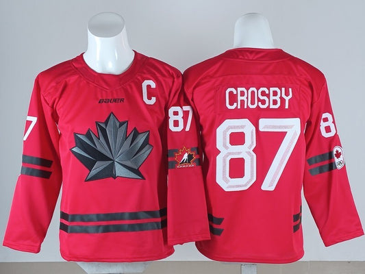 Youth Canada Hockey #87 Sidney Crosby Canada 2026 Winter Olympics Youth Style 3