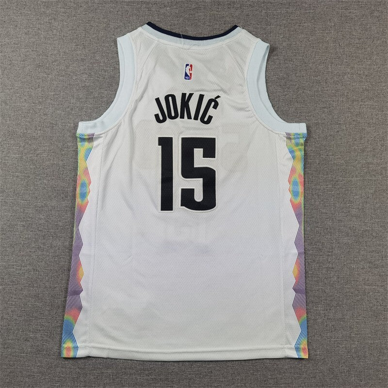 Youth Denver Nuggets #15 Nikola Jokic Youth 25 Nuggets 15 # Nikola - Jokic White City Edition Style 3