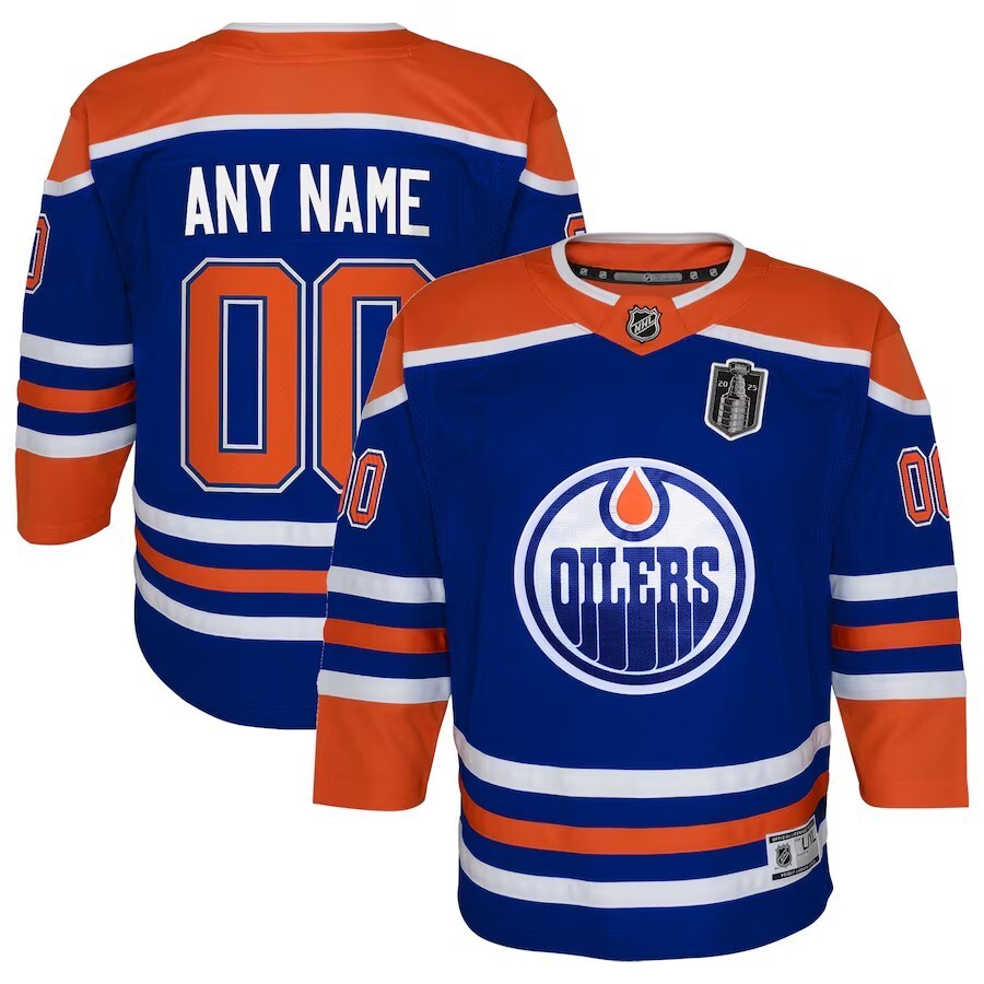 Youth Edmonton Oilers 2025 Stanley Cup Final Home Premier Custom Jersey - Royal