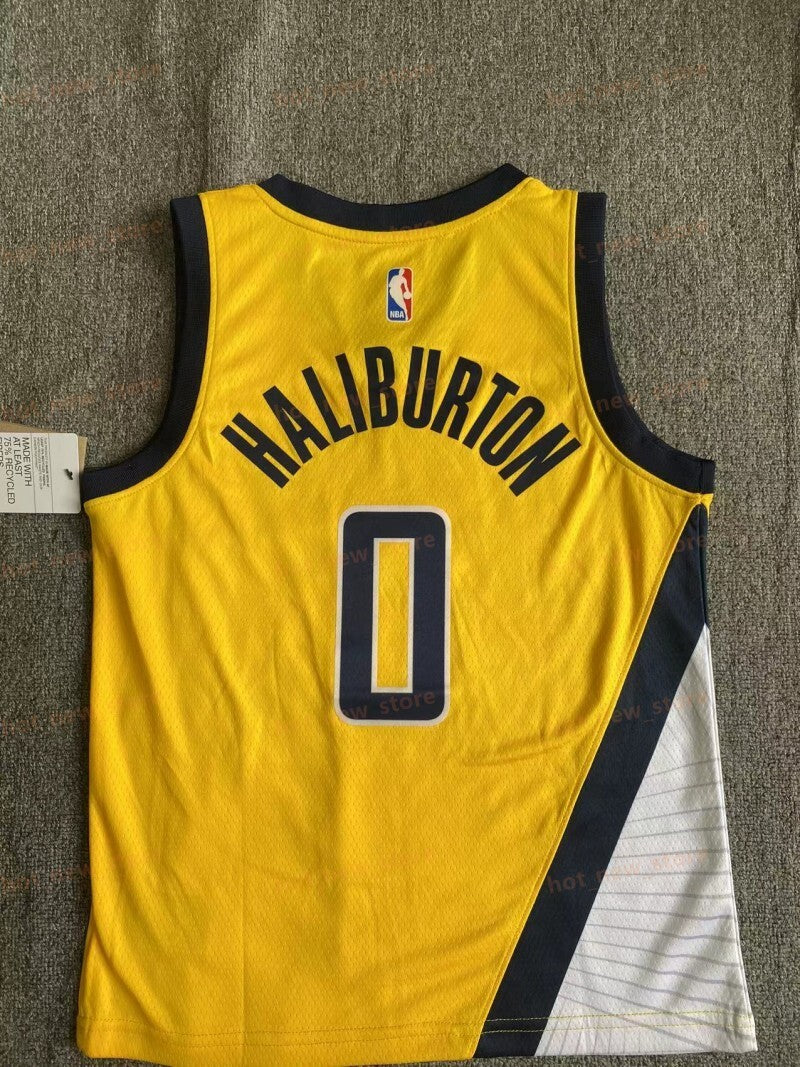 Youth Indiana Pacers #0 Tyrese Haliburton Youth Pacers Team Yellow Style 1