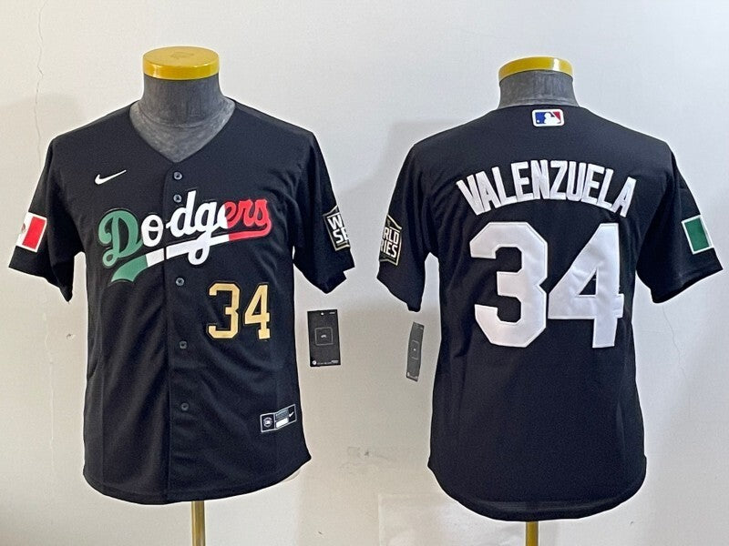 Youth Los Angeles Dodgers #34 Fernando Valenzuela Dodgers Mexico Youth Style 6
