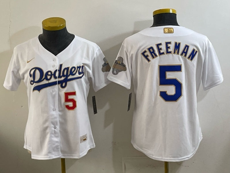 Youth Los Angeles Dodgers #5 Freddie Freeman Dodgers Platinum Edition Women Youth