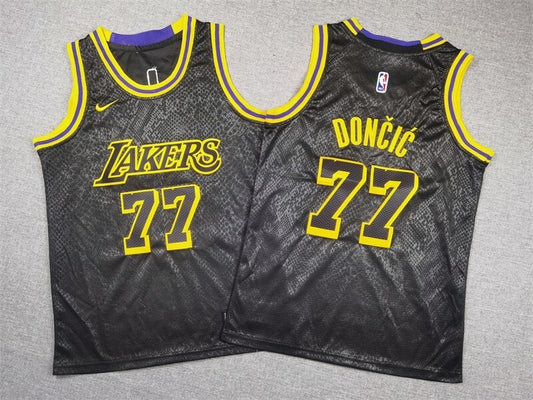 Youth Los Angeles Lakers #77 Luka Doncic Youth Lakers 77 # Doncic Black Style 1