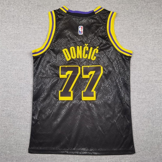 Youth Los Angeles Lakers #77 Luka Doncic Youth Lakers 77 # Doncic Black Style 3