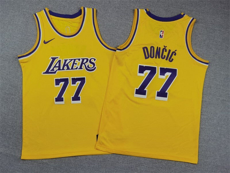 Youth Los Angeles Lakers #77 Luka Doncic Youth Lakers 77 # Doncic Yellow Style 1
