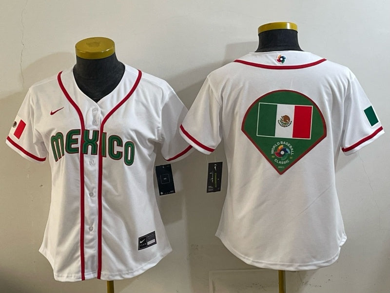 Youth Mexico Baseball White 2026 World Baseball Classic 26 World Cup Women Youth Style 2