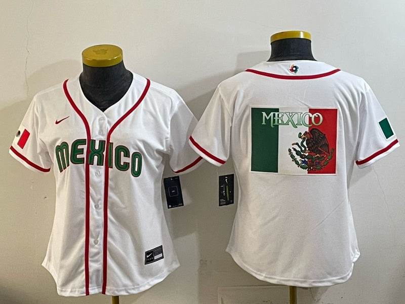 Youth Mexico Baseball White 2026 World Baseball Classic 26 World Cup Women Youth Style 3