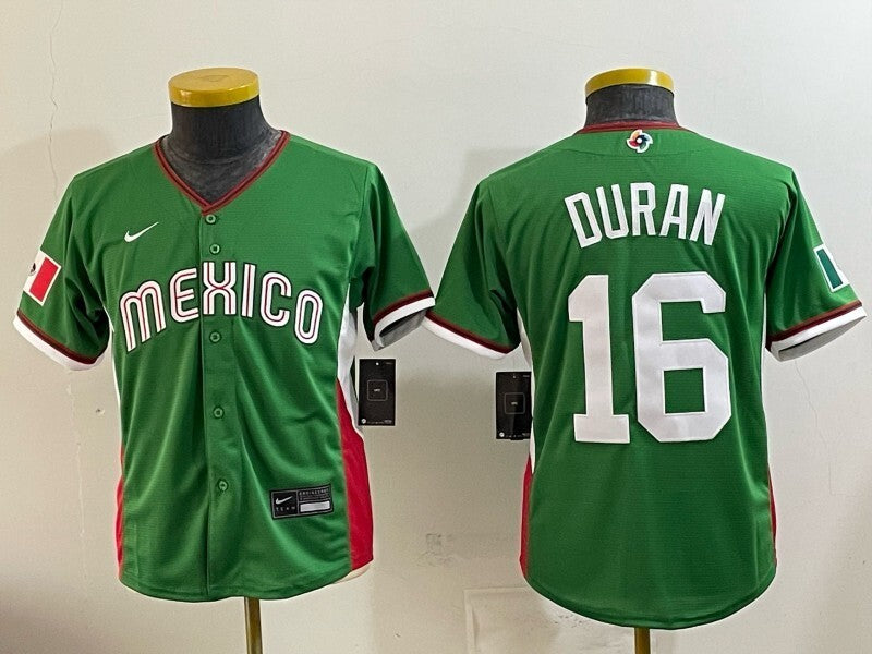 Youth Mexico Baseball #16 Jarren Duran Green 2026 World Baseball Classic 26 World Cup Youth
