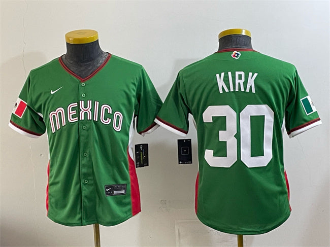Youth Mexico Baseball #30 Alejandro Kirk Green 2026 World Baseball Classic Stadium