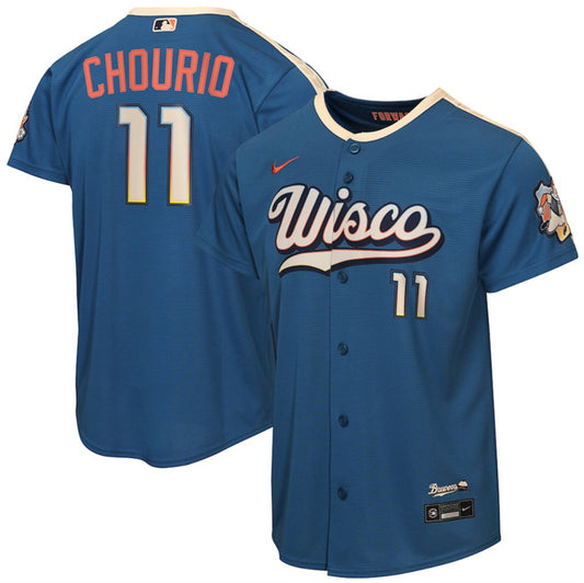 Youth Milwaukee Brewers #11 Jackson Chourio Mineral Blue 2026 City Connect Stadium