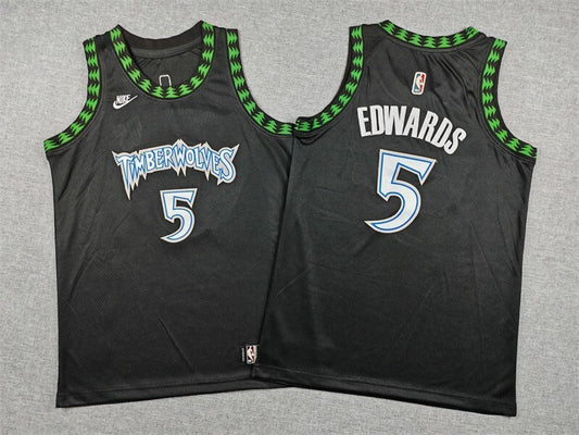 Youth Minnesota Timberwolves #5 Anthony Edwards Youth Timberwolves 5 Classic Black Style 3