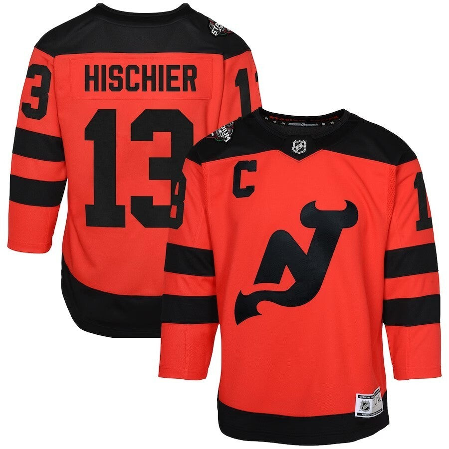 Youth New Jersey Devils #13 Nico Hischier 2024 NHL Stadium Series Premier Player Jersey – Red Style 2