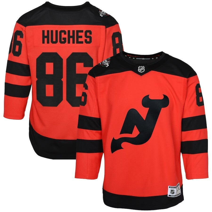Youth New Jersey Devils #86 Jack Hughes 2024 NHL Stadium Series Premier Player Jersey – Red Style 1