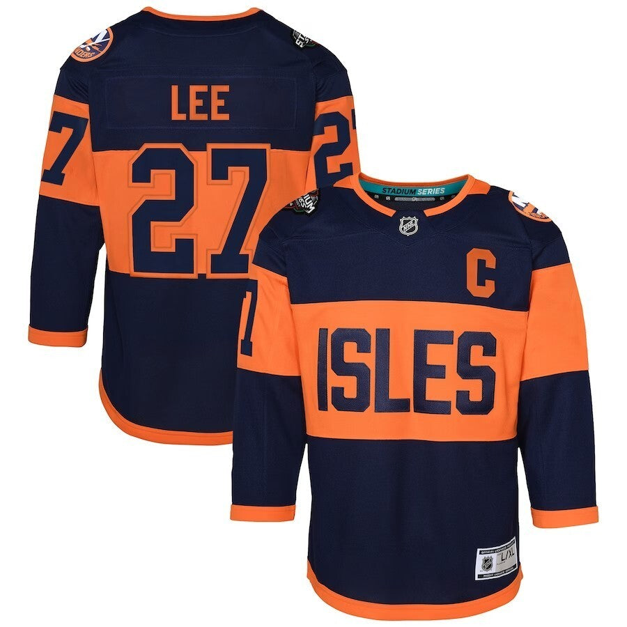 Youth New York Islanders #27 Anders Lee 2024 NHL Stadium Series Premier Player Jersey – Navy Style 2