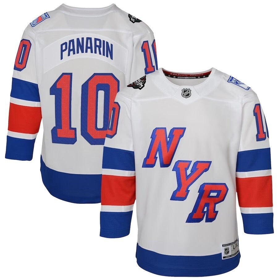 Youth New York Rangers #10 Artemi Panarin 2024 NHL Stadium Series Premier Player Jersey – White Style 2