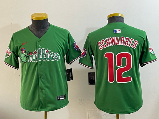 Youth Philadelphia Phillies #12 Kyle Schwarber Phillies Collaboration Youth Style 2