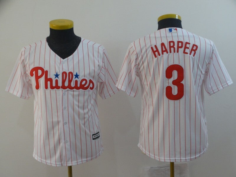 Youth Philadelphia Phillies #3 Bryce Harper Style 4