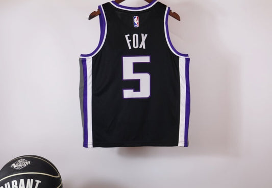 Youth Sacramento Kings #5 De'Aaron Fox 24 Kings Black Style 1