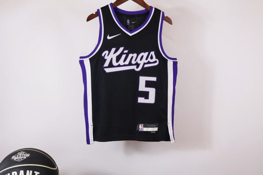 Youth Sacramento Kings #5 De'Aaron Fox 24 Kings Black Style 2