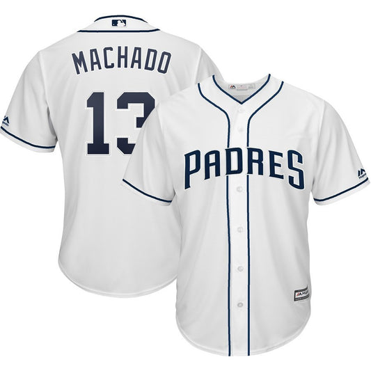 Youth San Diego Padres #13 Manny Machado Majestic Replica Player Jersey – White