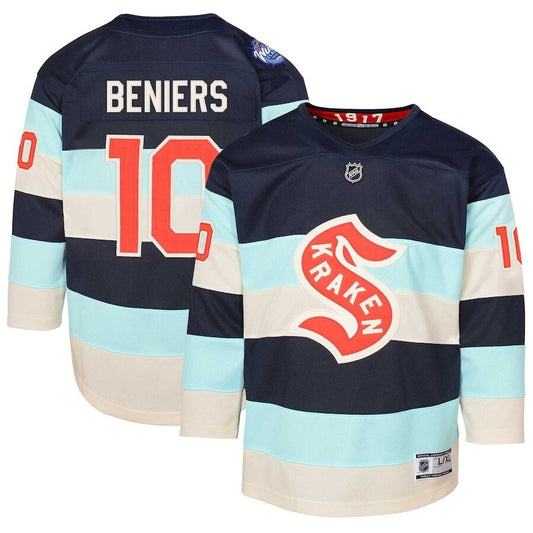 Youth Seattle Kraken #10 Matty Beniers 2024 NHL Winter Classic Premier Player Jersey - Deep Sea Blue