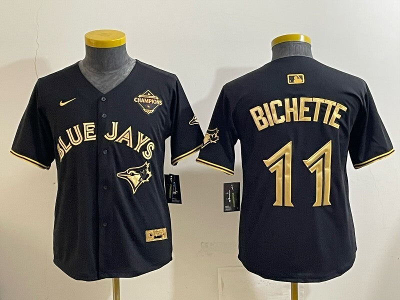 Youth Toronto Blue Jays #11 Bo Bichette Blue Jays Black Gold Youth