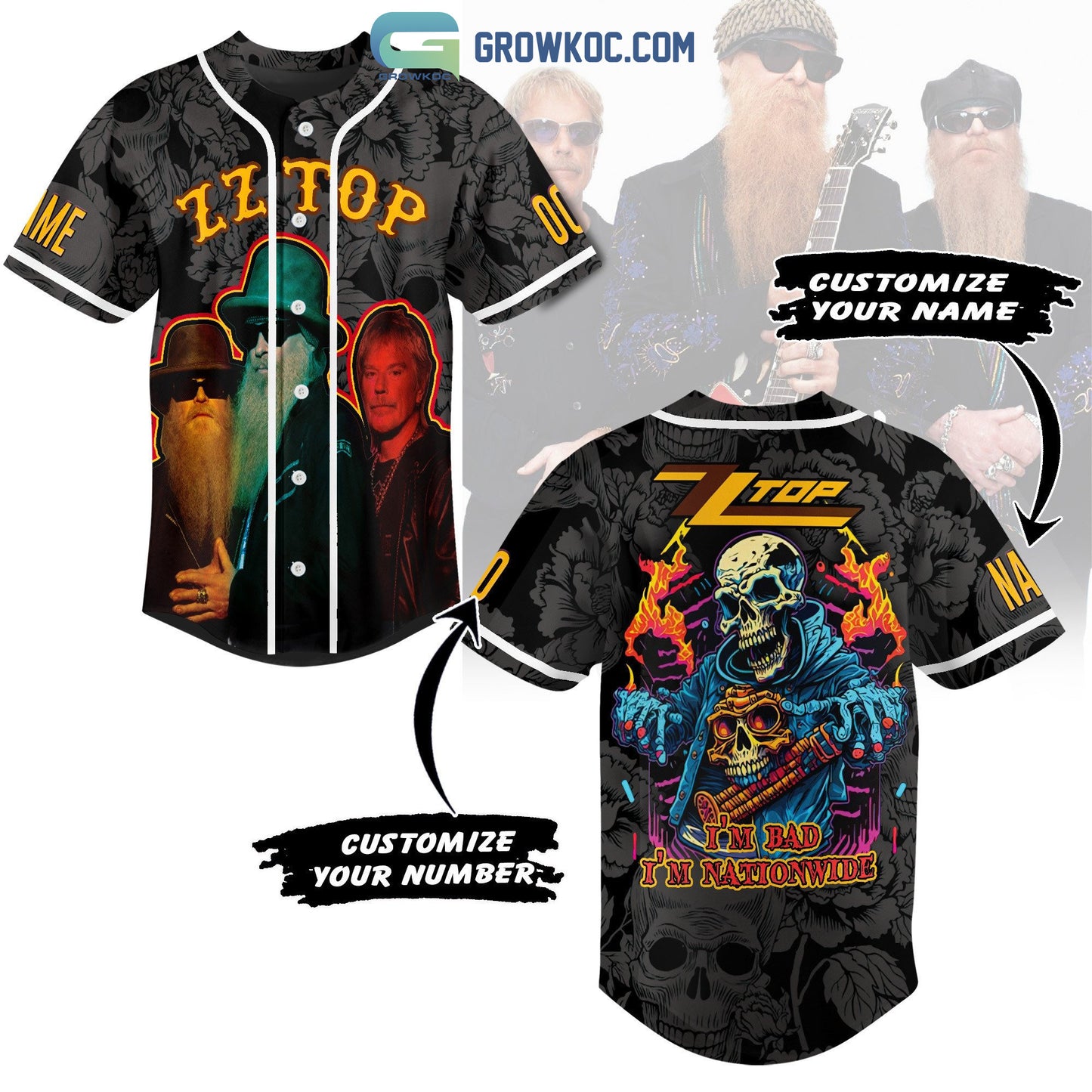 ZZ Top I’m Bad I’m Nationwide Personalized Baseball Jersey