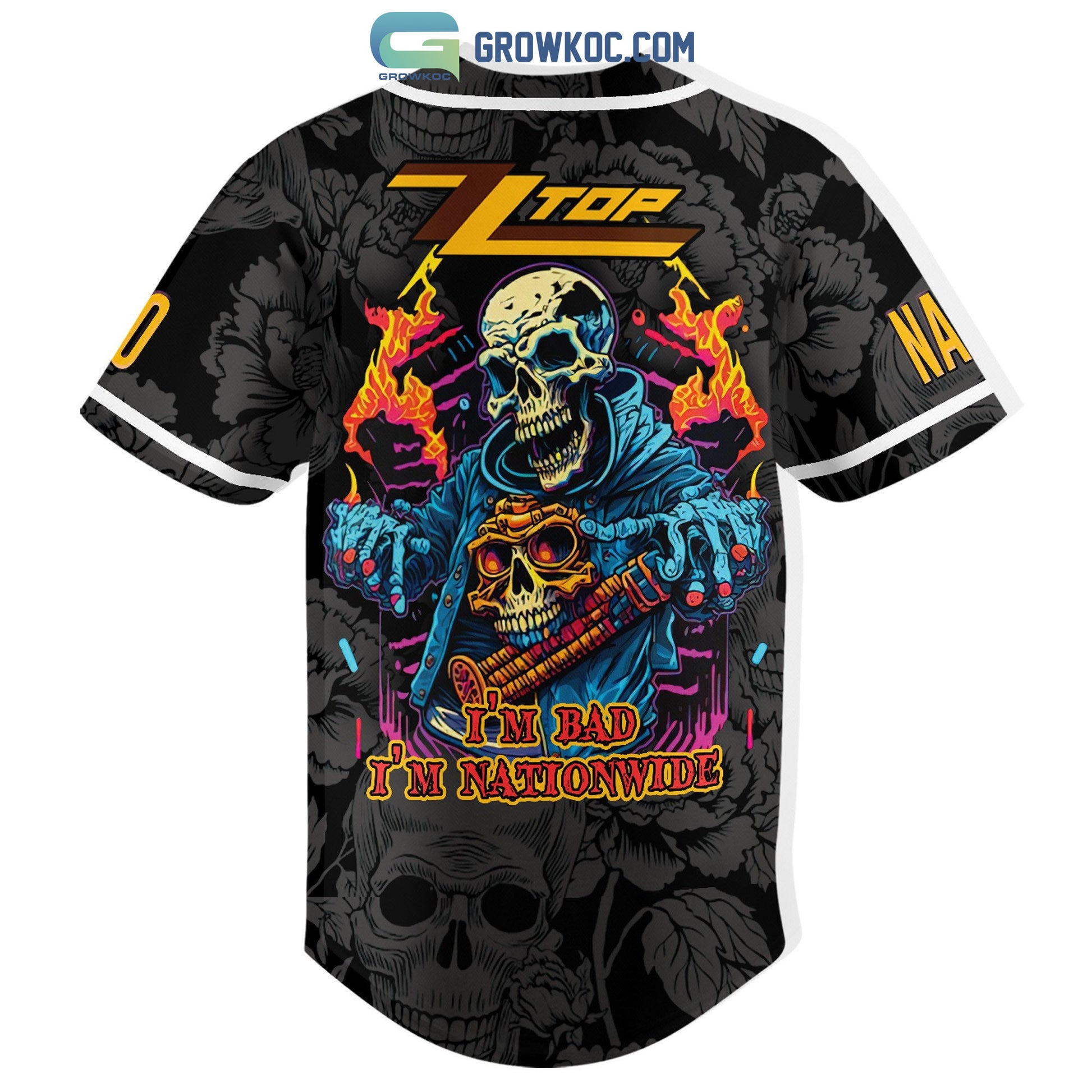 ZZ Top I’m Bad I’m Nationwide Personalized Baseball Jersey