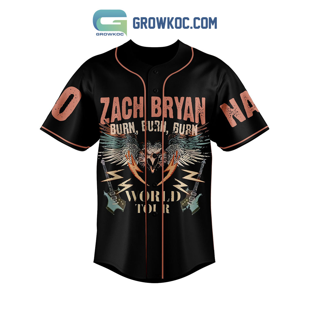 Zach Bryan Burn Burn World Tour Personalized Baseball Jersey